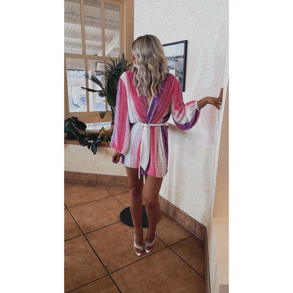 retrofete Gabrielle Dress Multi Pink Stripe Mini - Picture 6 of 11